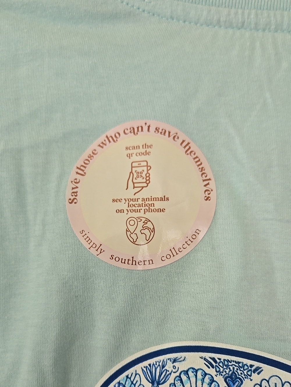 NWT Simply Southern Seashell Elephant Tracker T-shirt Blue - Picture 4 of 6